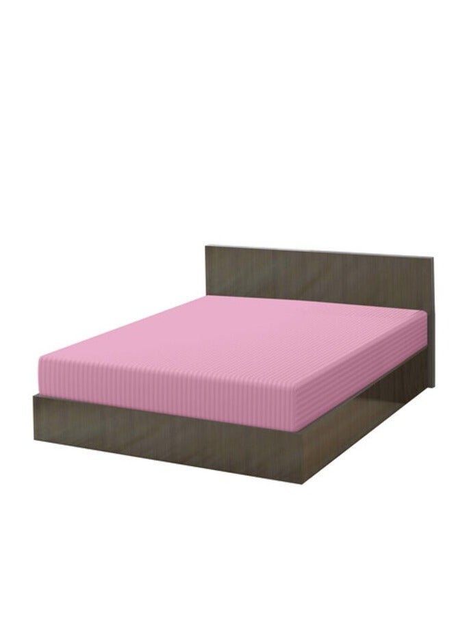PROMASS Stripe Microfiber Baby Pink Fitted Sheet -Single 90 x 190 cm  - Image 1