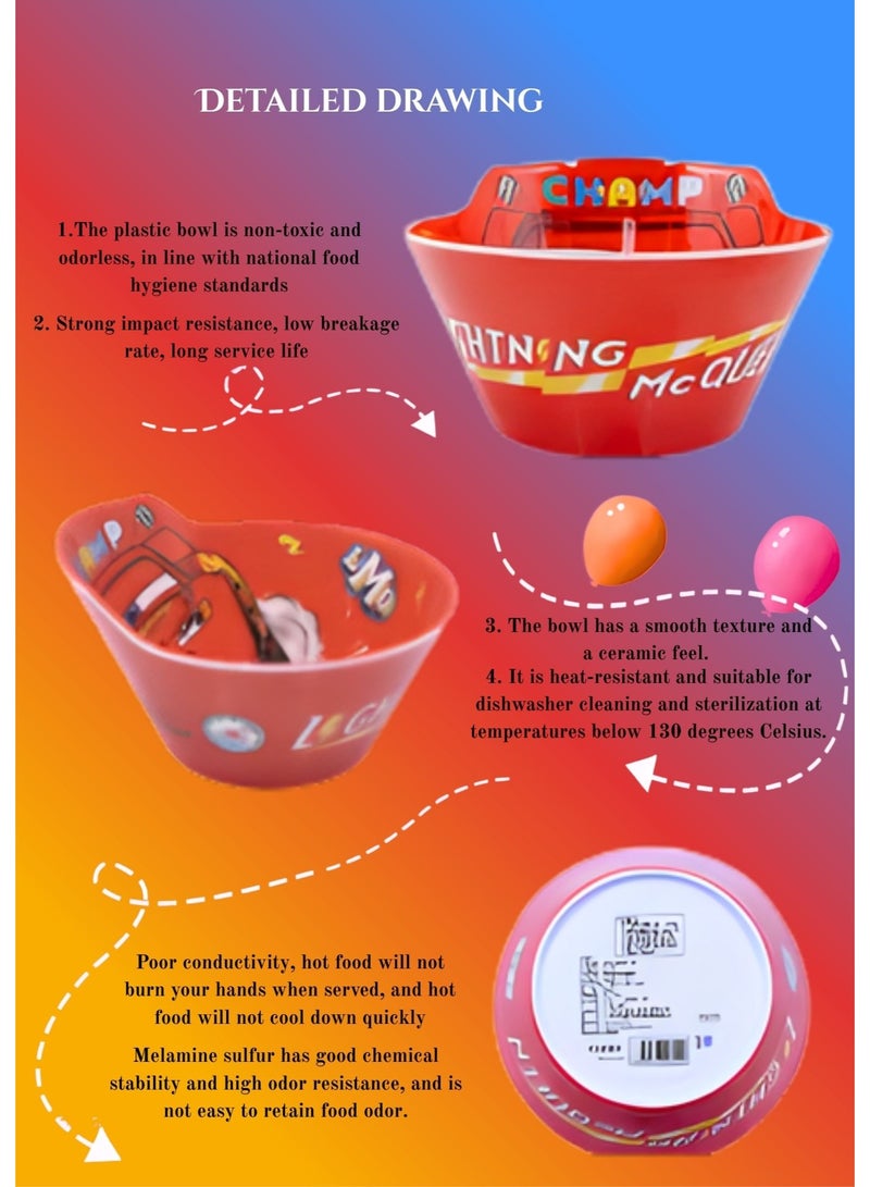 Disney Lightning McQueen kids melamine bowl cars theme champ design durable, BPA-Free, Non-Slip feeding bowl for toddlers & children cartoon dining bowl for boys - Image 3