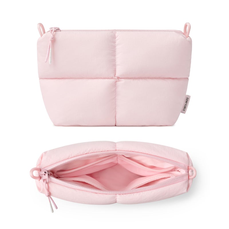 Comfyable Puffy Electronics Organizer Travel Case, Cute Tech Pouch for Women Men, Cable Storage Bag for Charger, Phone, Power Bank, Cord, Compact Tech Accessories Pouch, Light Pink - Image 1