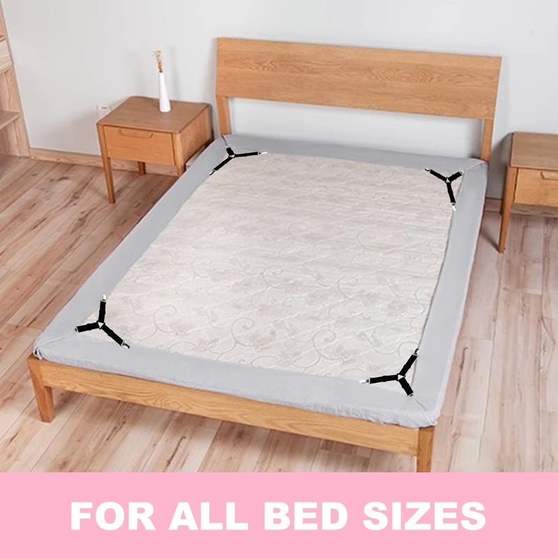 DWEASY DWEASY Bed Sheet Straps,4Pcs Non-Slip Elastic Fitted Sheet Straps,Adjustable Bed Sheet Clips, Fasteners for Mattress Covers,Sofa Cushions, Sheet Holders Keep Sheets Firm & Tight (B-Black)  - Image 5