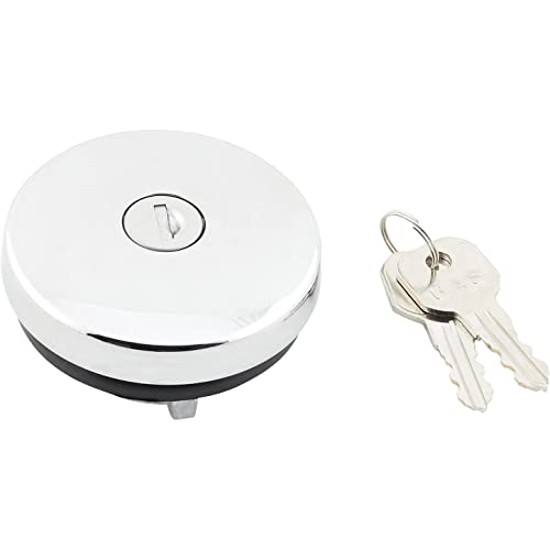 United Pacific S1301 Triple Chrome Vented Locking Gas Cap w2 Keys for Various 194771 Chevy Ford Vehicles All Metal Cap One Cap w2 Keys - Image 1
