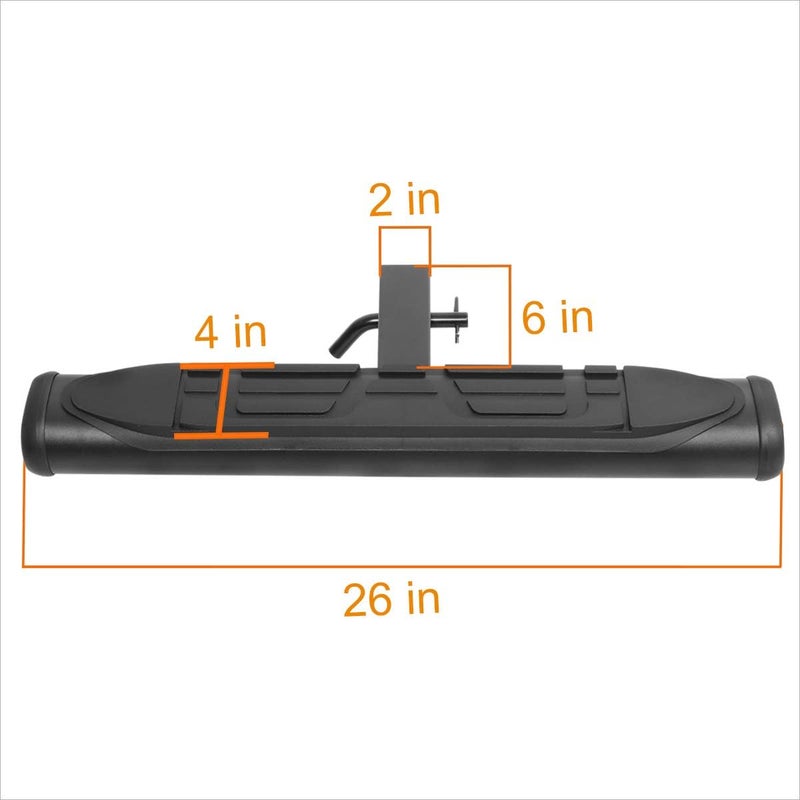 PM Performotor Universal Black Trailer Truck Tow Hitch Step Bar Fits 2" Receiver | 26" Wide X 4" Oval Step Pad - Image 3