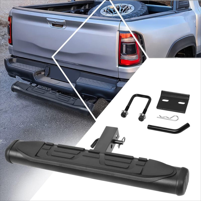 PM Performotor Universal Black Trailer Truck Tow Hitch Step Bar Fits 2" Receiver | 26" Wide X 4" Oval Step Pad - Image 1