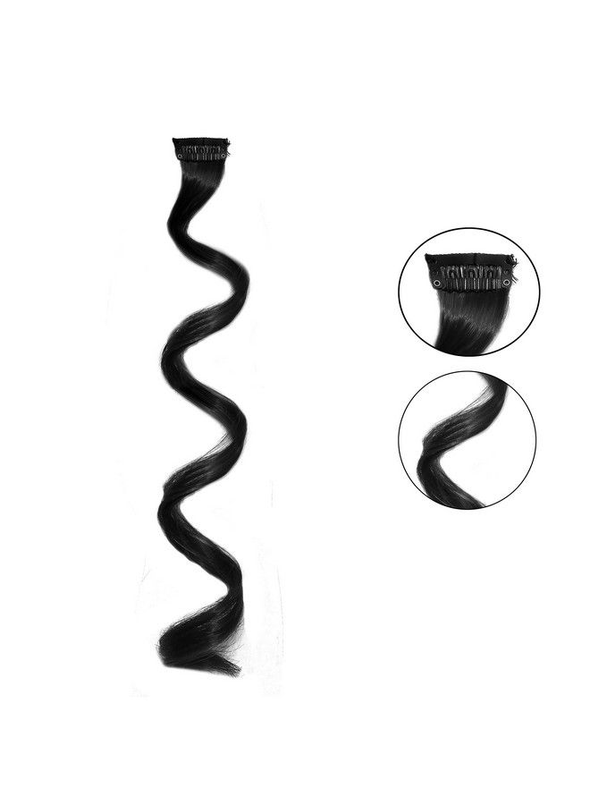 Rapidsflow Curly Colored Hair Streak/Hair Extensions For Women And Girls Real Hair For Highlighting Set Of 4Pc (Curly Black) - Image 4