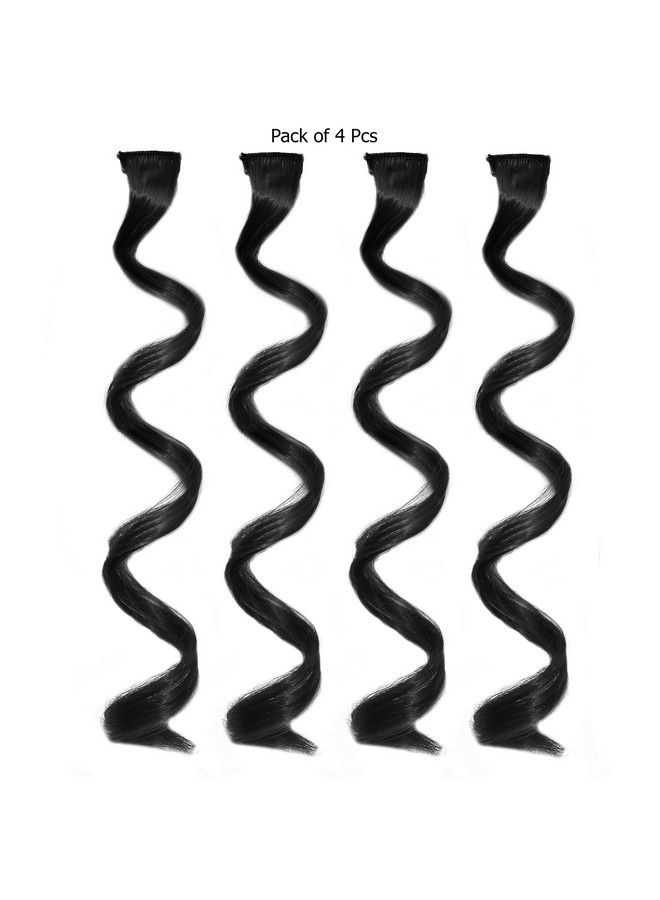 Rapidsflow Curly Colored Hair Streak/Hair Extensions For Women And Girls Real Hair For Highlighting Set Of 4Pc (Curly Black) - Image 5