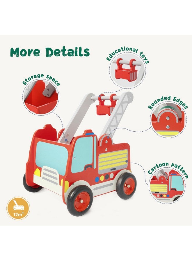 labebe Wooden Baby Walker, Baby Push Walker, Learning Walker Push Toy For Toddlers 1-3 Year Old Boys And Girls, Fire Truck Walker With Wheels - Image 5