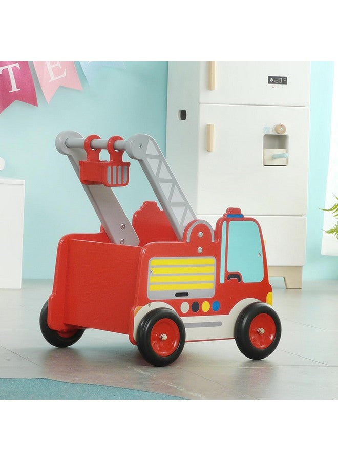 labebe Wooden Baby Walker, Baby Push Walker, Learning Walker Push Toy For Toddlers 1-3 Year Old Boys And Girls, Fire Truck Walker With Wheels - Image 3