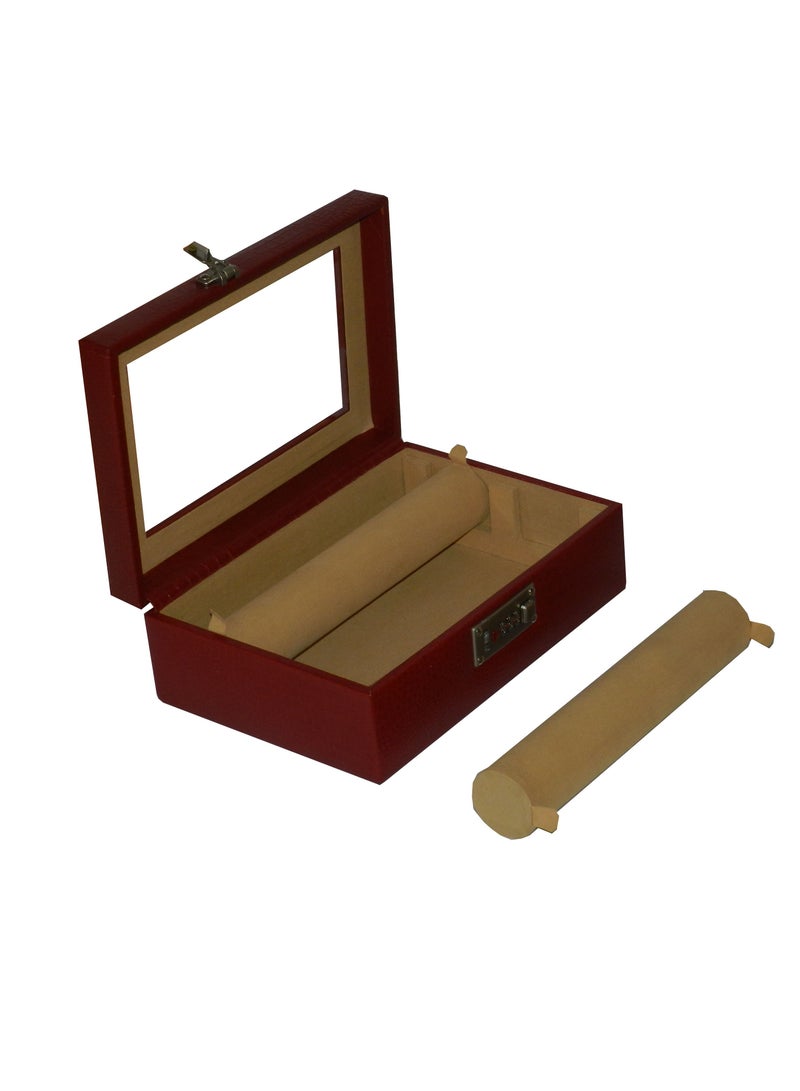 LAVERI LEATHER Laveri Genuine Leather Bracelet Jewelry Box with 2 Removable Rolls - Holder Stores Bracelets, Bangles & Watches Bangle Vanity Box REMOVABLE Vanity Box Removable Vanity Box  - Image 3