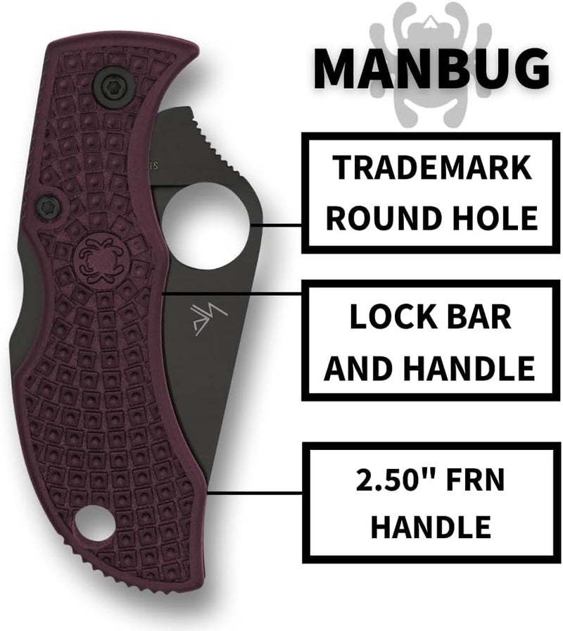 Spyderco سكين جيب قابل للطي مان باج بشفرة من فولاذ Micro-Melt PD#1 بطول 1.9" ومقبض FRN - سكين EDC للرجال والنساء، مثالي للصيد، التكتيك، التخييم، البقاء، المشي - حافة عادية - MBBGBKP - Image 4