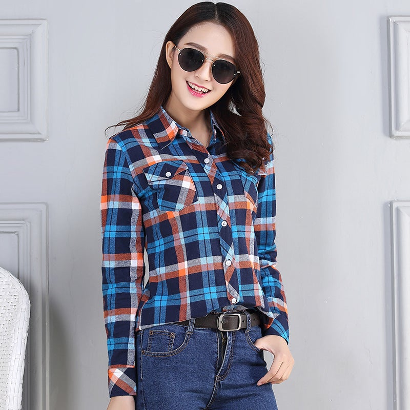 Plaid shirt long sleeve 2024 spring and summer New plus size students Korean version loose suit shirt sunscreen coat Green Blue yellow
