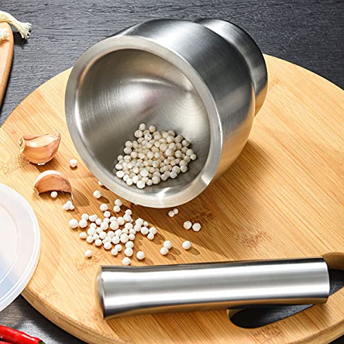 Olpad Mortar and Pestle Sets, Food Safe Mortar and Pestle for Pills Spices Herbs with Lid, Steel Crusher Bowl | Stainless Steel Heavy Polished, Enhanced Performance Spice Grinder with Lid - Image 3