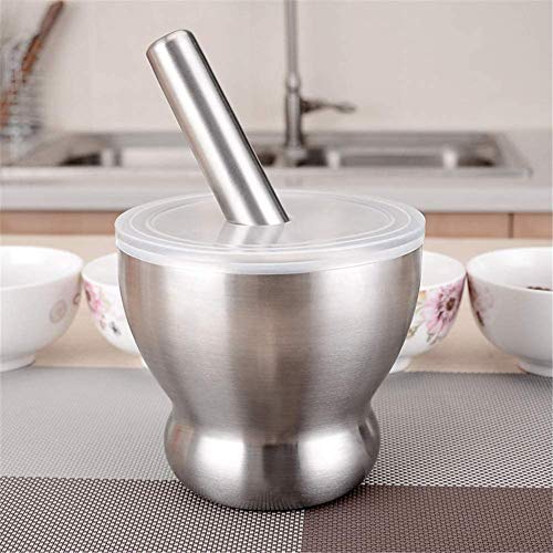Olpad Mortar and Pestle Sets, Food Safe Mortar and Pestle for Pills Spices Herbs with Lid, Steel Crusher Bowl | Stainless Steel Heavy Polished, Enhanced Performance Spice Grinder with Lid - Image 1