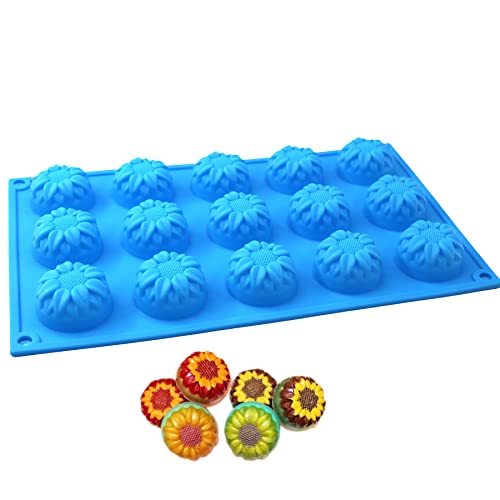 X-Haibei Sunflower Silicone Mold for Guest Soap, Lotion Bars, Candles & Chocolate - 1oz per Cell, 1.7inch Diameter - Easy to Clean, Durable & Heat-Resistant for Hot Wax & Jello - Image 3