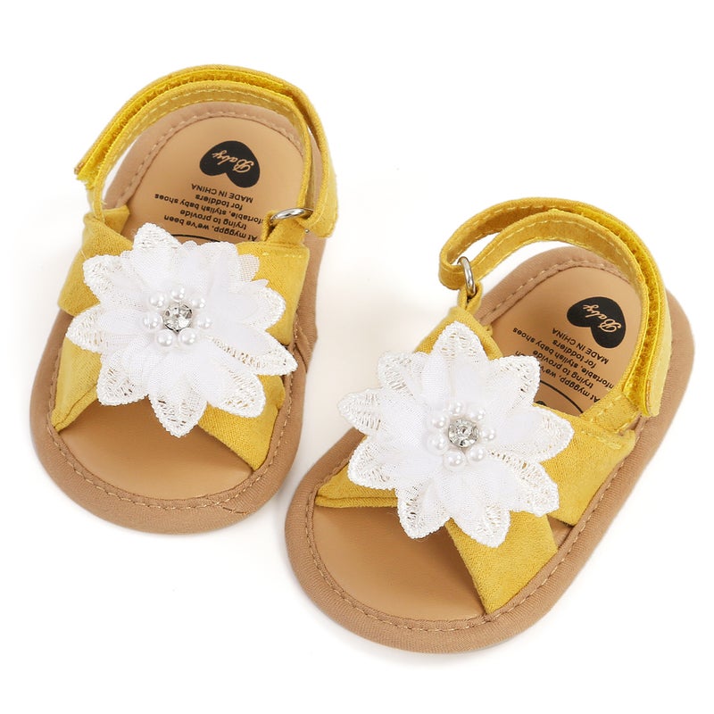 Baby Shoes, Toddler Shoes, Sandals, Cloth Sandals, Flower 2-Piece Set, Headwear, Headband, M2012 Extended Flowers - Image 4