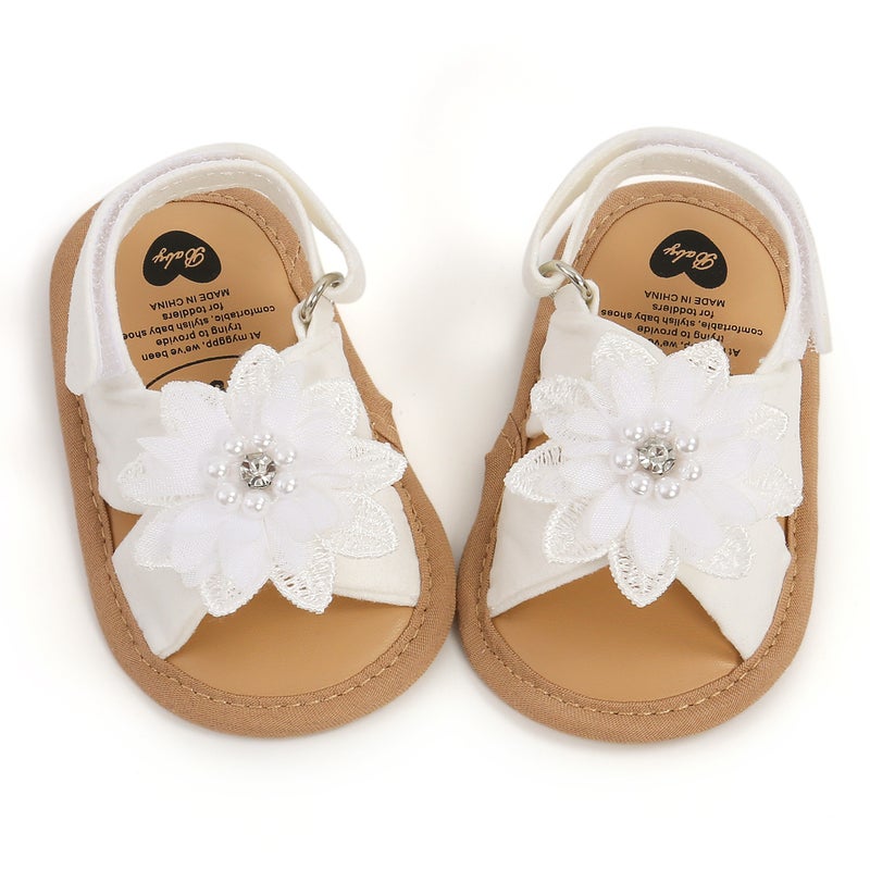 Baby Shoes, Toddler Shoes, Sandals, Cloth Sandals, Flower 2-Piece Set, Headwear, Headband, M2012 Extended Flowers - Image 5