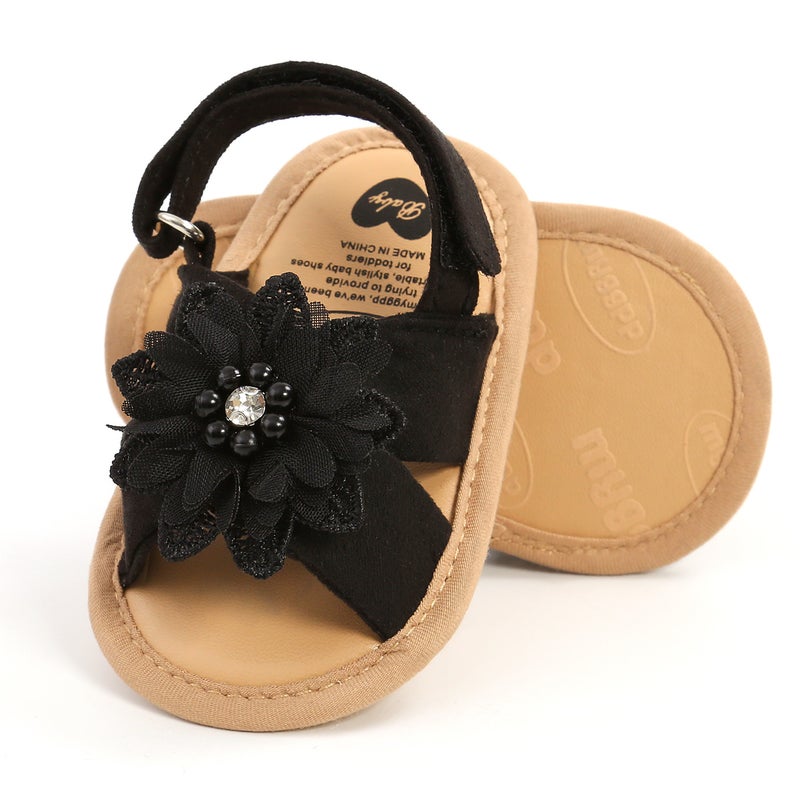 Baby Shoes, Toddler Shoes, Sandals, Cloth Sandals, Flower 2-Piece Set, Headwear, Headband, M2012 Extended Flowers - Image 3