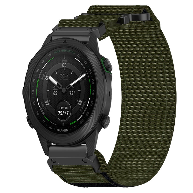 S-TOP For Garmin MARQ Golfer 22mm Nylon Hook And Loop Fastener Watch Band(Army Green) - Image 1