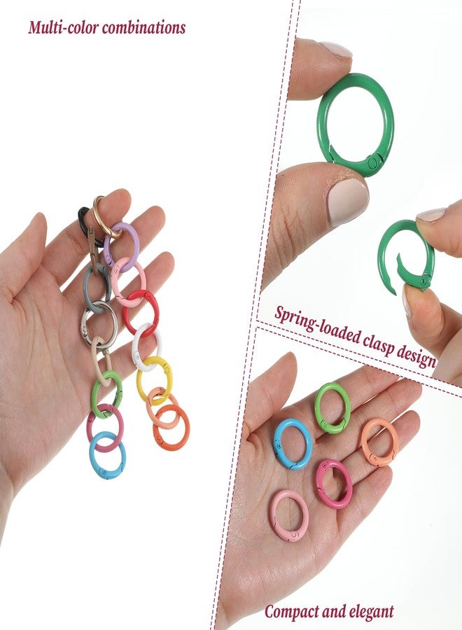 Psiriol 51Pcs Carabiner Clip Metal Key Ring Clip, 25mm Round Spring O Rings, Colorful Bulk Cute Carabiner Keyring, Snap Clips Trigger Keyrings Buckle for DIY Purse Keychain Handbag Purse Dog - Image 4