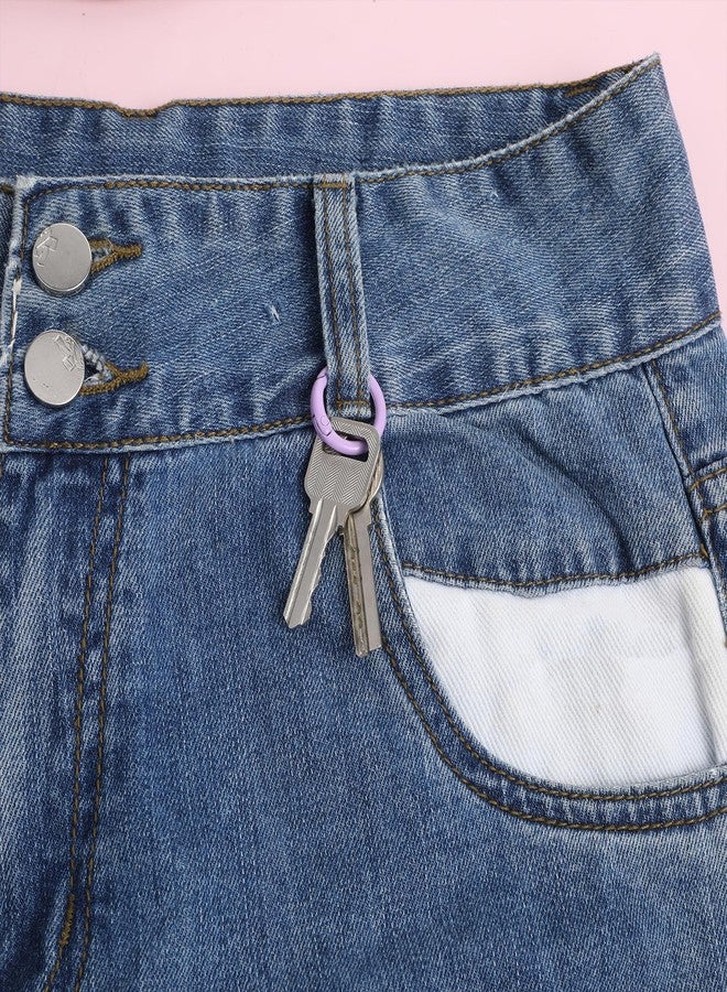 Psiriol 51Pcs Carabiner Clip Metal Key Ring Clip, 25mm Round Spring O Rings, Colorful Bulk Cute Carabiner Keyring, Snap Clips Trigger Keyrings Buckle for DIY Purse Keychain Handbag Purse Dog - Image 3