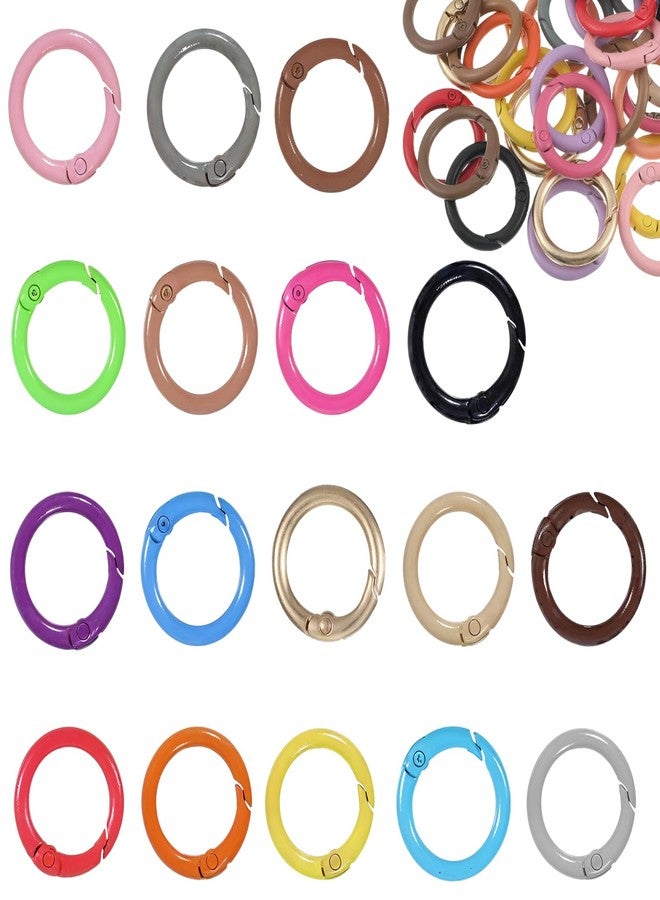 Psiriol 51Pcs Carabiner Clip Metal Key Ring Clip, 25mm Round Spring O Rings, Colorful Bulk Cute Carabiner Keyring, Snap Clips Trigger Keyrings Buckle for DIY Purse Keychain Handbag Purse Dog - Image 1
