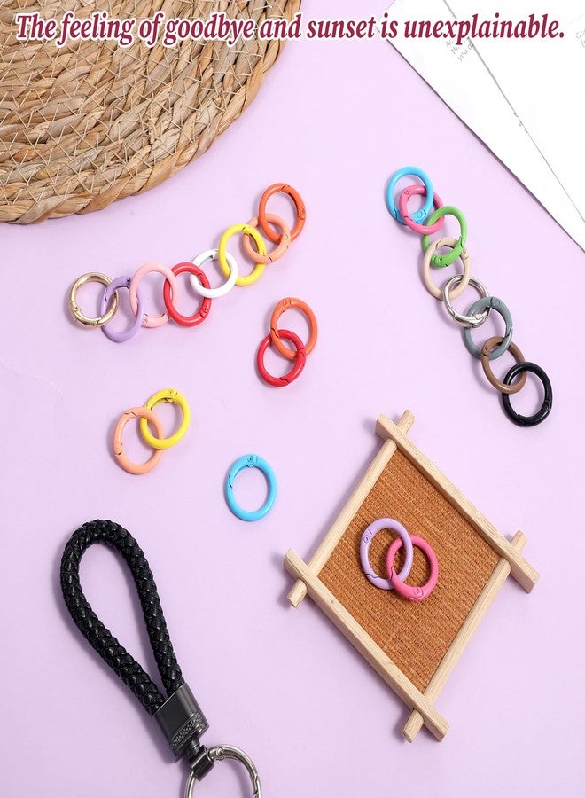 Psiriol 51Pcs Carabiner Clip Metal Key Ring Clip, 25mm Round Spring O Rings, Colorful Bulk Cute Carabiner Keyring, Snap Clips Trigger Keyrings Buckle for DIY Purse Keychain Handbag Purse Dog - Image 5