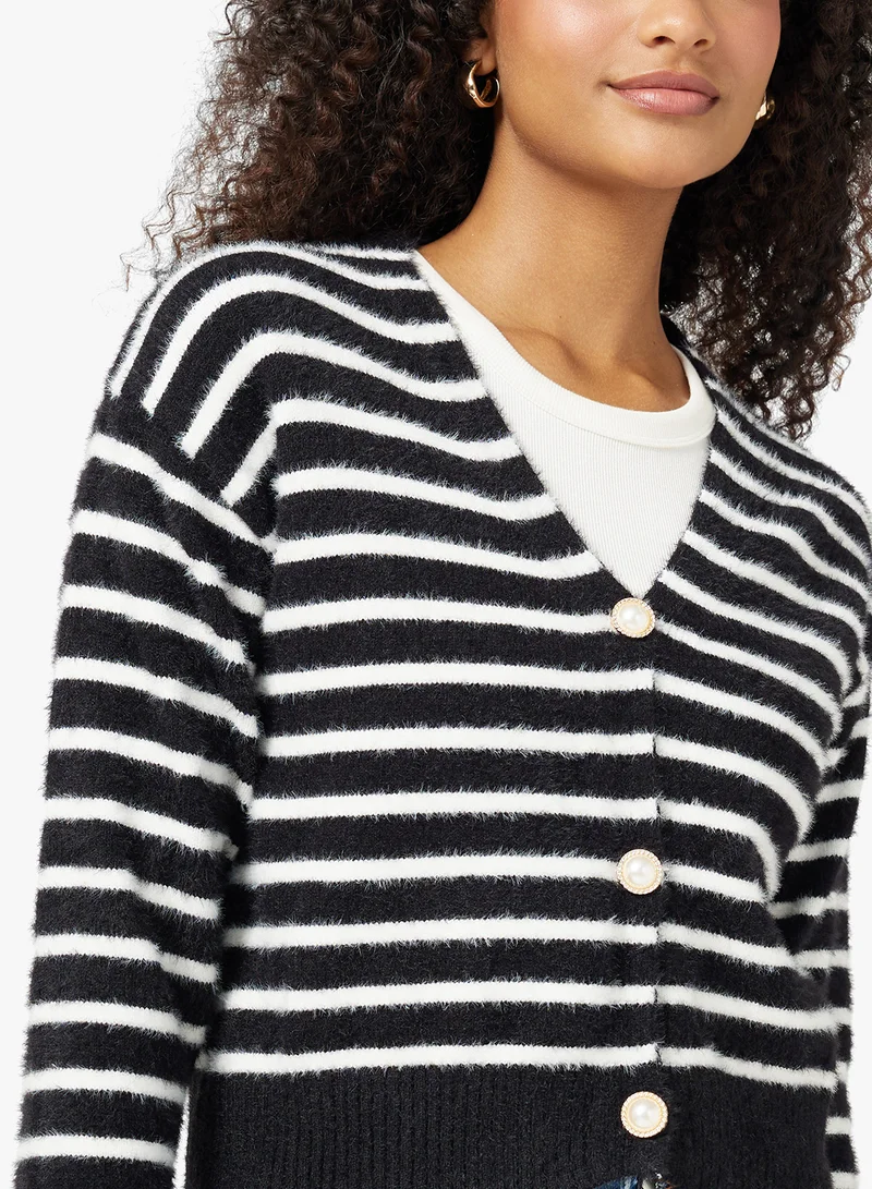 Ginger Classic Stripe Button Through Cardigan
