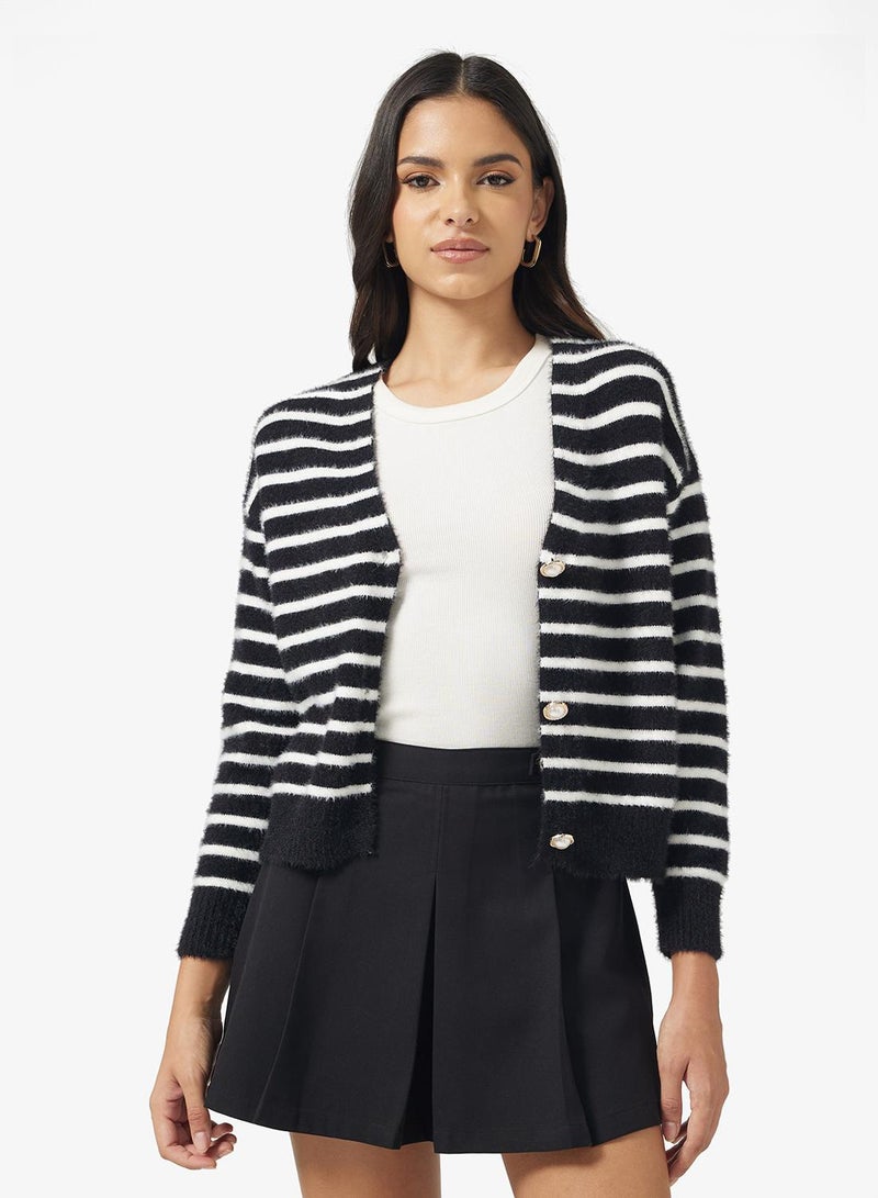 Ginger Classic Stripe Button Through Cardigan - Image 1