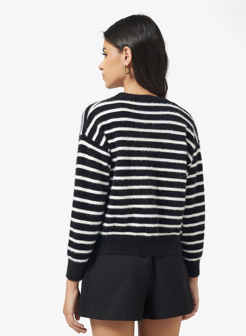 Ginger Classic Stripe Button Through Cardigan - Image 2