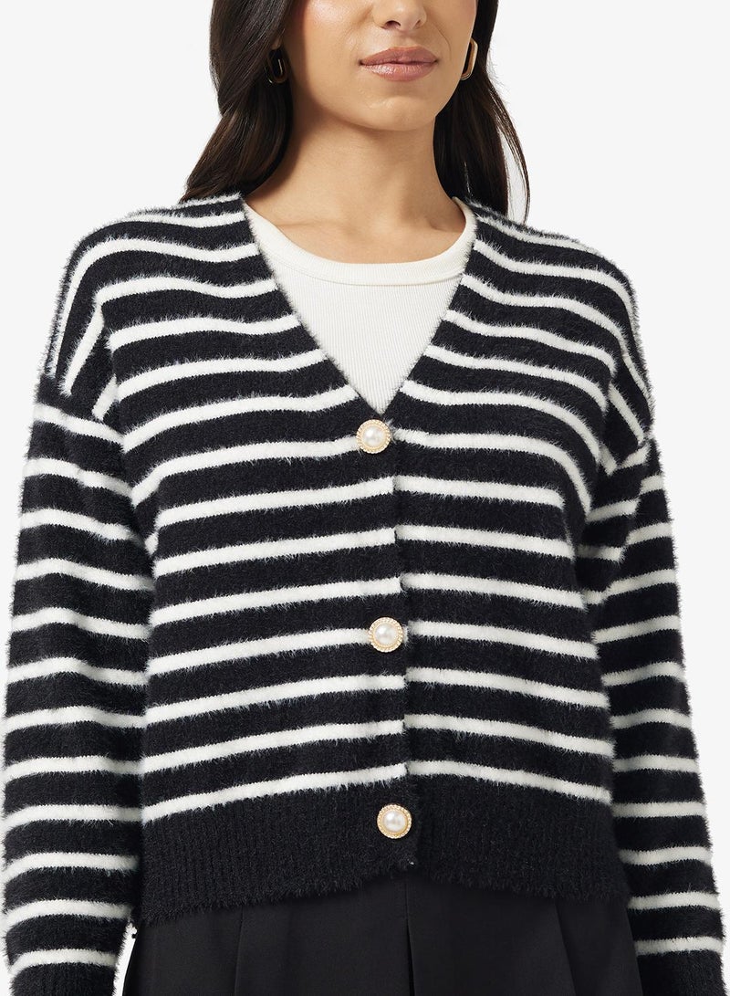 Ginger Classic Stripe Button Through Cardigan - Image 3