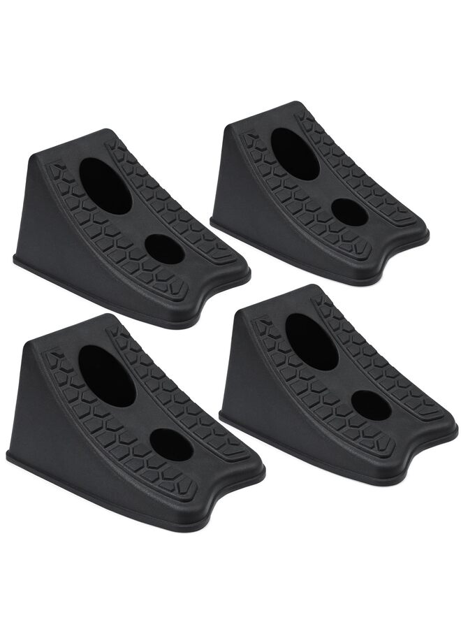 قطع، دعامات عجلات، إسفين عجلات شديد التحمل للسيارة، مقطورة السفر، RV - 8 × 4.7 × 4.7 بوصة، أسود - Image 1