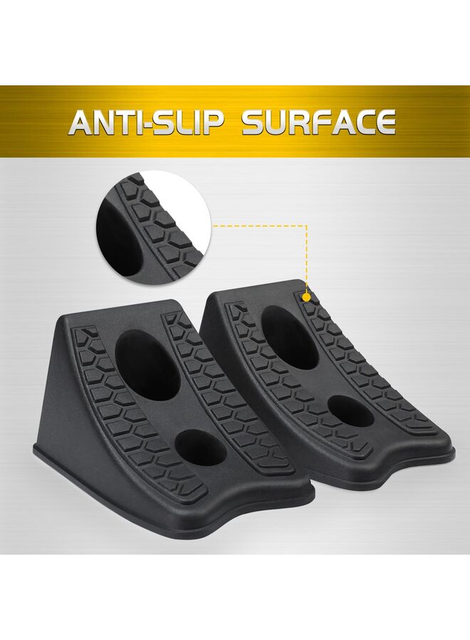 قطع، دعامات عجلات، إسفين عجلات شديد التحمل للسيارة، مقطورة السفر، RV - 8 × 4.7 × 4.7 بوصة، أسود - Image 3