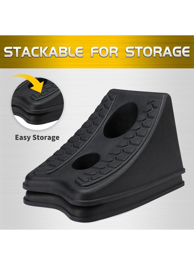 قطع، دعامات عجلات، إسفين عجلات شديد التحمل للسيارة، مقطورة السفر، RV - 8 × 4.7 × 4.7 بوصة، أسود - Image 2