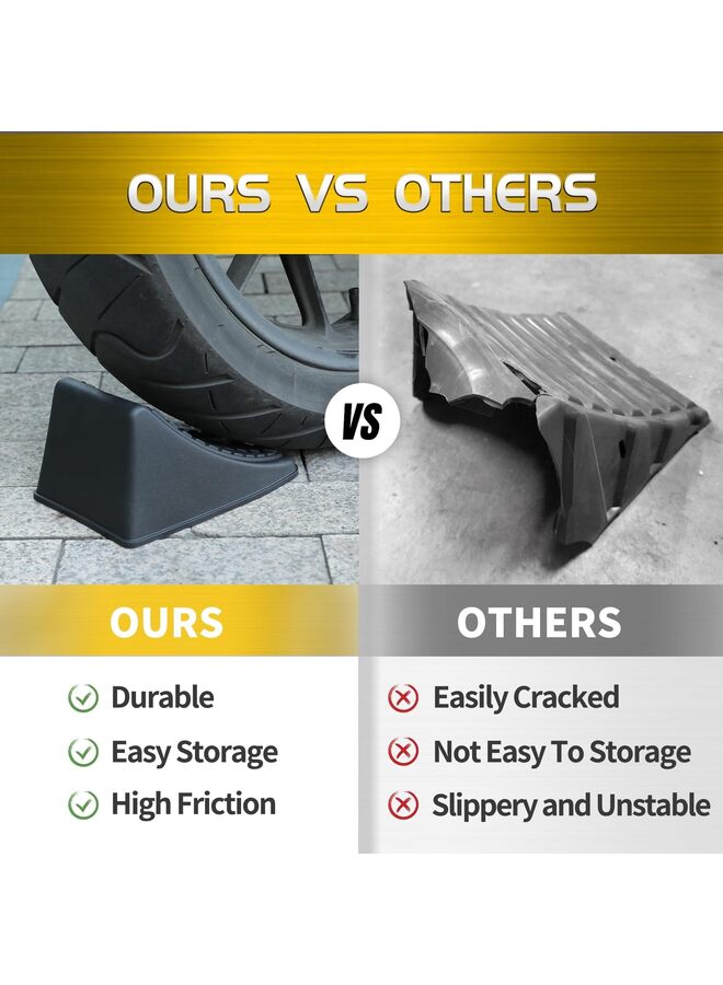 قطع، دعامات عجلات، إسفين عجلات شديد التحمل للسيارة، مقطورة السفر، RV - 8 × 4.7 × 4.7 بوصة، أسود - Image 5