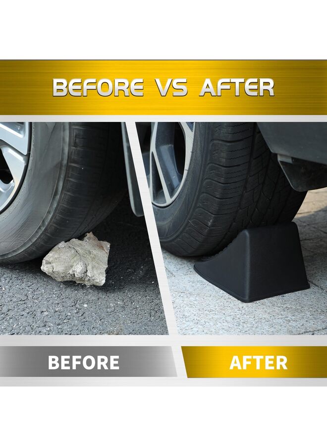 قطع، دعامات عجلات، إسفين عجلات شديد التحمل للسيارة، مقطورة السفر، RV - 8 × 4.7 × 4.7 بوصة، أسود - Image 4