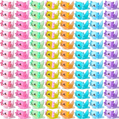 Liliful 120 Pcs Mini Resin Animals Axolotl Toy Gifts Mini Resin Figurines Birthday Decorations Miniature Axolotl Figurine Charms for DIY Crafts Garden - Image 1