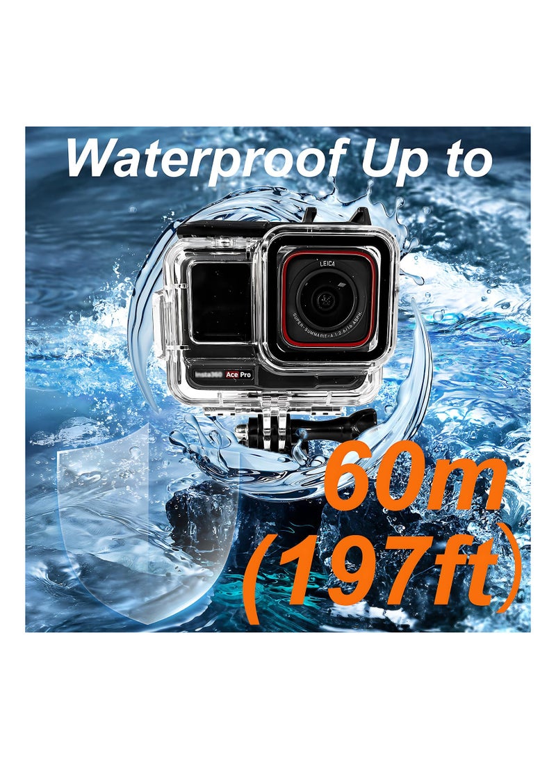 SOLARAE Dive Housing Case for Insta360 Ace Pro, Underwater Dive Protective Shell Waterproof Up to 60m (197ft) with Bracket Accessories - Image 4