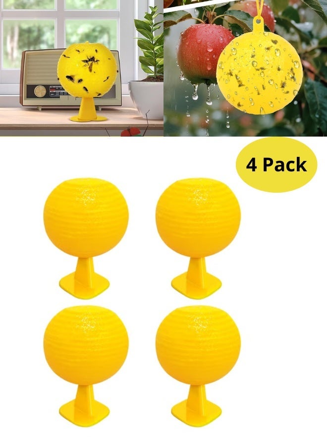 عبوة من 4 كرات مصيدة ذباب الفاكهة اللاصقة – مصيدة صديقة للبيئة للحشرات الطائرة للاستخدام الداخلي والخارجي | لاصق قوي مقاوم للماء لالتقاط البعوض والناموس وذباب الفاكهة والدبابير والزنابير - Image 1
