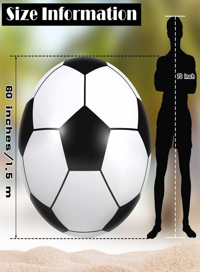 Elcoho 60 Inch Inflatable Beach Ball Jumbo Inflatable Soccer Ball Swimming Pool Party Decoration Soccer Beach Balls for Water Sports Games Party Supplies Family Gathering - Image 2