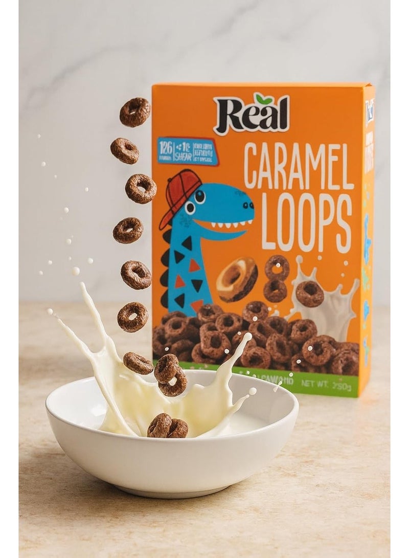 ريل رقائق حقيقية - حلقات كراميل حقيقية - حبوب بنكهة الكراميل المقرمش والقرفة، 12 غ بروتين، سكر أقل، عبوة 250 غ - مغذية ولذيذة - Image 3