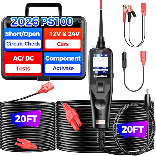 Autel 2026 Autel PowerScan PS100 Power Circuit Probe Tester, 12-24V Automotive Electrical Open/Short Breaker Finder, Component Activation Test Tool, AC/DC Trailer Relay Fuse Test, 40FT Cable, for 99% Cars - Image 1