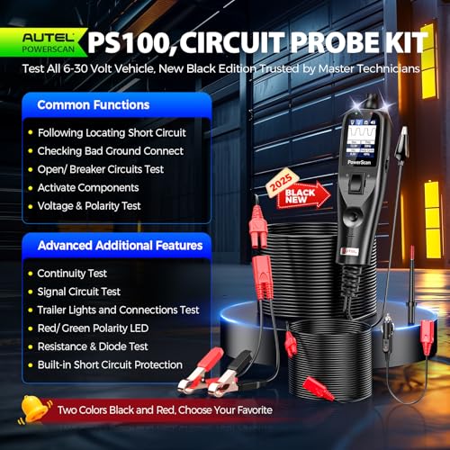 Autel 2026 Autel PowerScan PS100 Power Circuit Probe Tester, 12-24V Automotive Electrical Open/Short Breaker Finder, Component Activation Test Tool, AC/DC Trailer Relay Fuse Test, 40FT Cable, for 99% Cars - Image 2