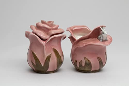 Cosmos Gifts 56645 Fine Porcelain Rose Bunny Sugar and Creamer Set - Image 2