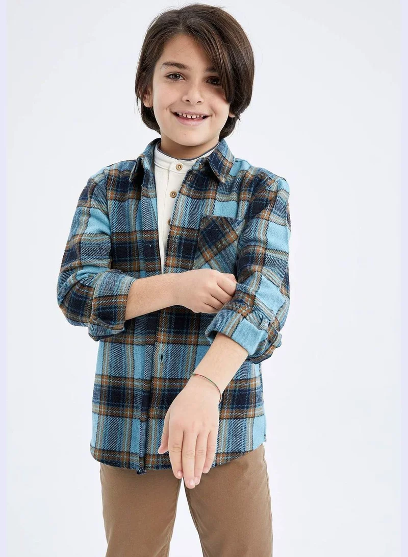 DeFacto Boy Polo Neck Woven Long Sleeve Shirt