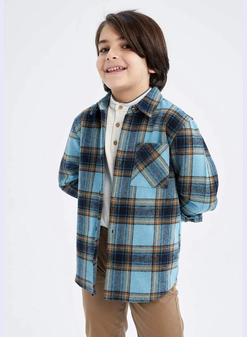 DeFacto Boy Polo Neck Woven Long Sleeve Shirt