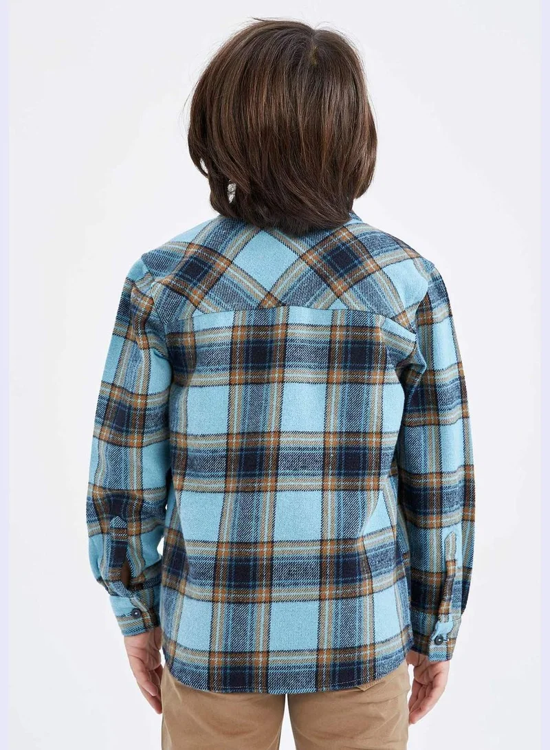 DeFacto Boy Polo Neck Woven Long Sleeve Shirt