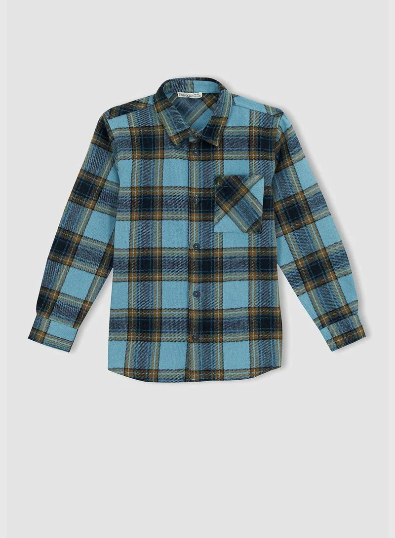 DeFacto Boy Polo Neck Woven Long Sleeve Shirt