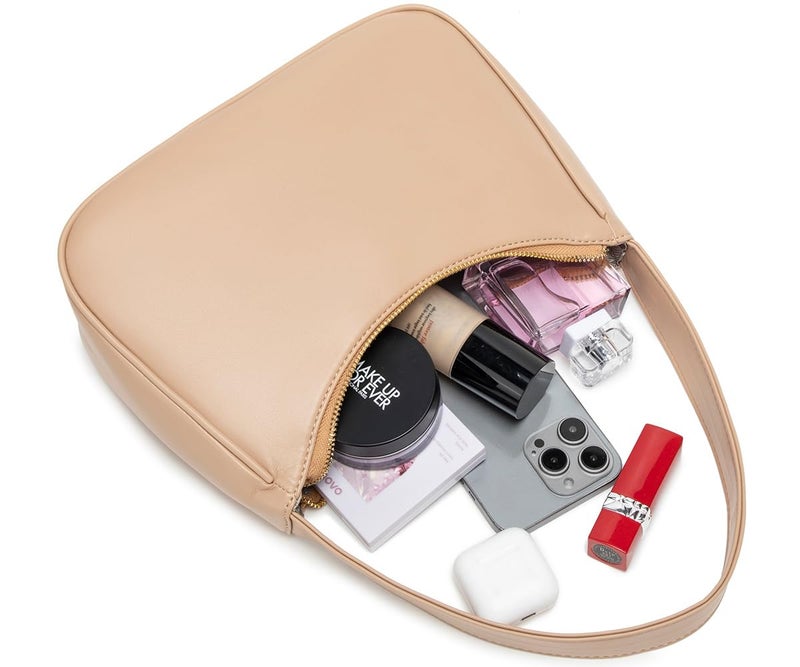 CYHTWSDJ Shoulder Bags for Women, Cute Hobo Tote Handbag Mini Clutch Purse with Zipper Closure (Khaki) - Image 5