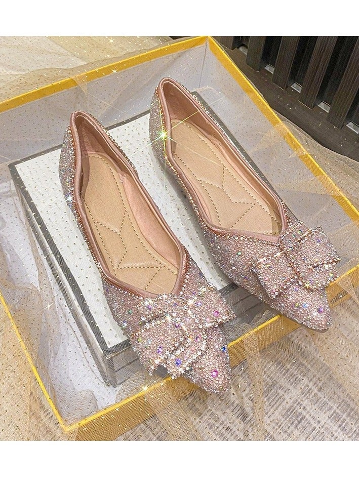Light Luxury Rhinestone Pointed Flat Shoes  - Image 3