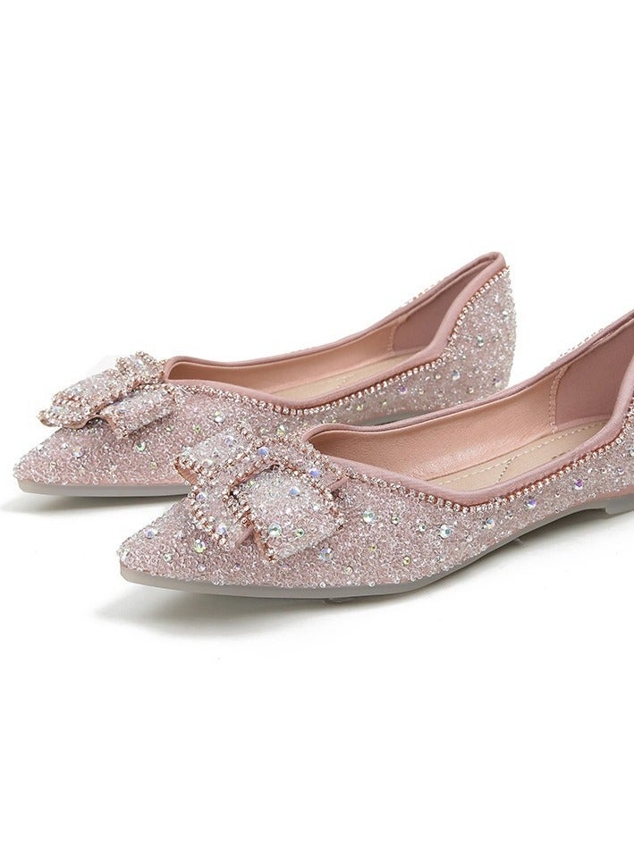 Light Luxury Rhinestone Pointed Flat Shoes  - Image 1