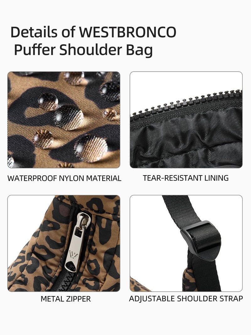 WESTBRONCO Small Puffer Crescent Shoulder Bag for Women, Nylon Quilted Shoulder Purses, Puffy Handbags with Adjustable Strap - Image 4